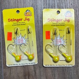 Apex Stinger Jig Fishing Lure Built In Trailing Stinger Yellow, VINTAGE LOT OF 2